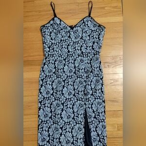 Cynthia Steffe Blue Chambray Denim Floral Lace Dress